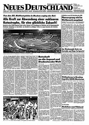 Neues Deutschland Online-Archiv vom 05.08.1985