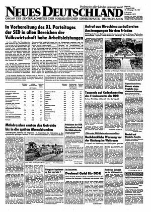 Neues Deutschland Online-Archiv vom 07.08.1985
