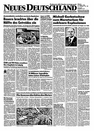 Neues Deutschland Online-Archiv vom 14.08.1985