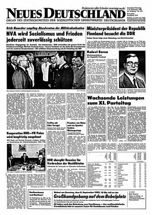 Neues Deutschland Online-Archiv vom 07.09.1985