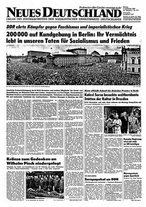 Neues Deutschland Online-Archiv vom 09.09.1985