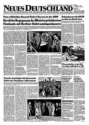 Neues Deutschland Online-Archiv vom 11.09.1985