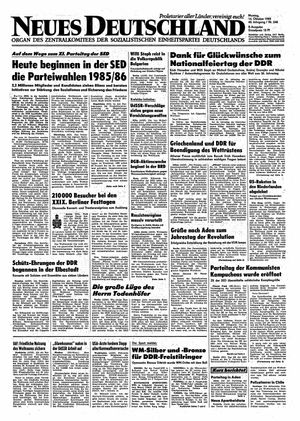 Neues Deutschland Online-Archiv vom 14.10.1985