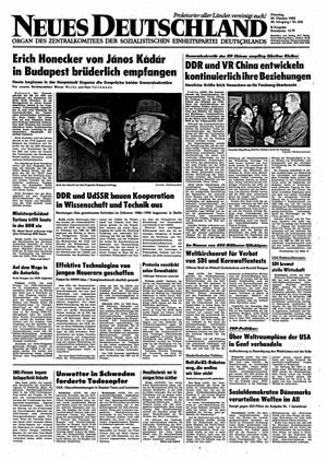 Neues Deutschland Online-Archiv vom 29.10.1985