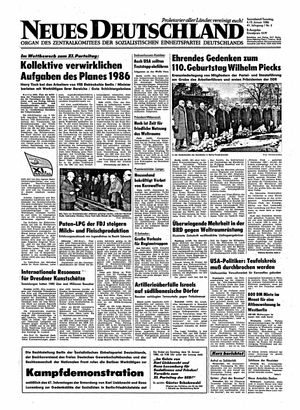 Neues Deutschland Online-Archiv vom 04.01.1986