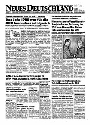 Neues Deutschland Online-Archiv vom 18.01.1986