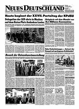 Neues Deutschland Online-Archiv vom 25.02.1986