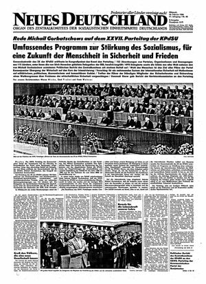 Neues Deutschland Online-Archiv vom 26.02.1986