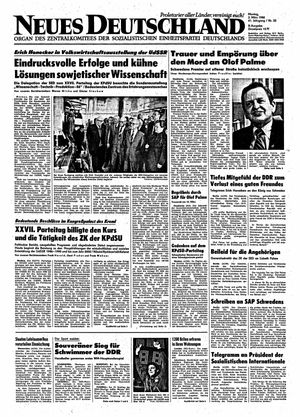 Neues Deutschland Online-Archiv vom 03.03.1986