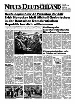 Neues Deutschland Online-Archiv vom 17.04.1986