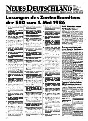 Neues Deutschland Online-Archiv vom 25.04.1986