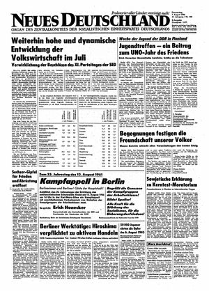 Neues Deutschland Online-Archiv vom 07.08.1986