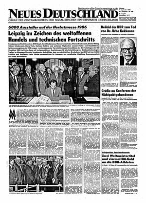 Neues Deutschland Online-Archiv vom 01.09.1986