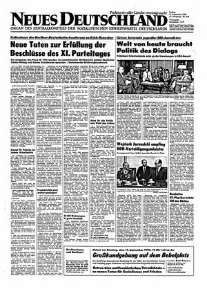 Neues Deutschland Online-Archiv vom 12.09.1986