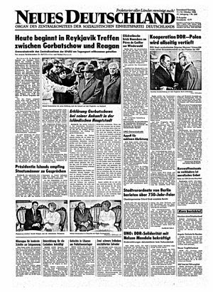 Neues Deutschland Online-Archiv vom 11.10.1986