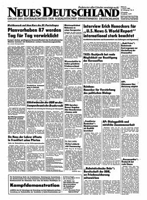 Neues Deutschland Online-Archiv vom 07.01.1987
