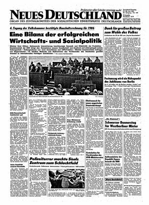Neues Deutschland Online-Archiv vom 27.06.1987