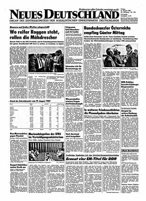 Neues Deutschland Online-Archiv vom 21.08.1987