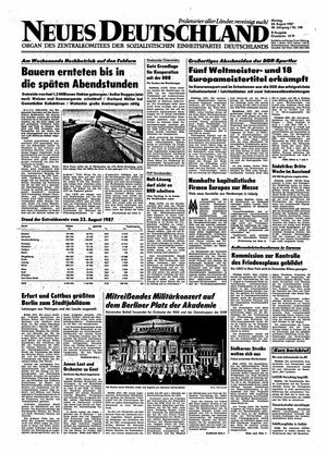 Neues Deutschland Online-Archiv vom 24.08.1987