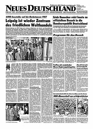 Neues Deutschland Online-Archiv vom 07.09.1987