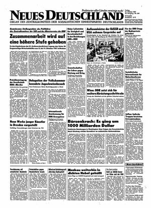 Neues Deutschland Online-Archiv vom 23.10.1987