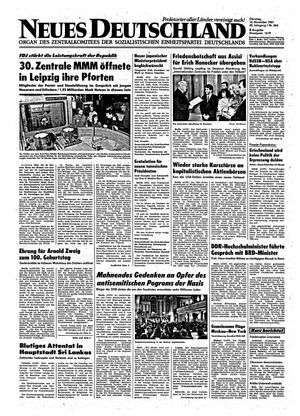 Neues Deutschland Online-Archiv vom 10.11.1987