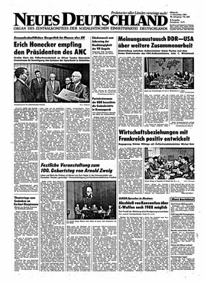 Neues Deutschland Online-Archiv vom 11.11.1987