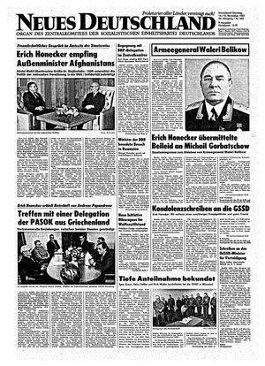 Neues Deutschland Online-Archiv vom 14.11.1987
