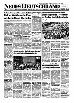 Neues Deutschland Online-Archiv vom 15.02.1988