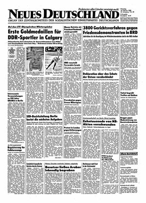 Neues Deutschland Online-Archiv vom 16.02.1988