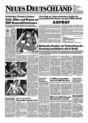 Neues Deutschland Online-Archiv vom 19.02.1988