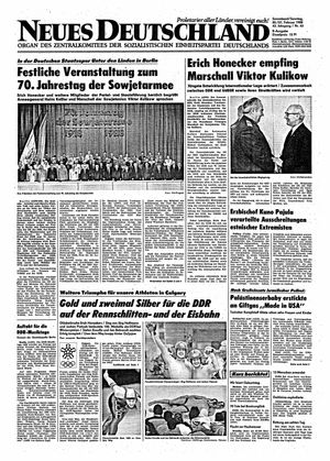 Neues Deutschland Online-Archiv vom 20.02.1988