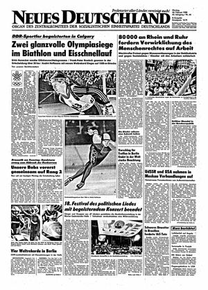 Neues Deutschland Online-Archiv vom 22.02.1988