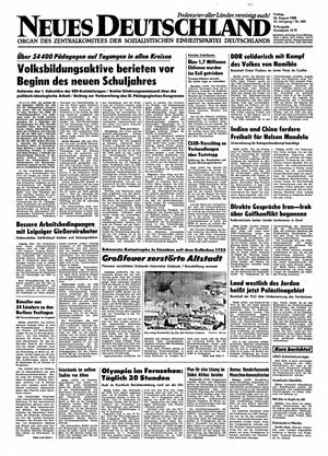 Neues Deutschland Online-Archiv vom 26.08.1988