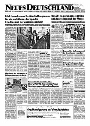 Neues Deutschland Online-Archiv vom 06.09.1988