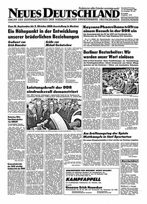 Neues Deutschland Online-Archiv vom 17.09.1988