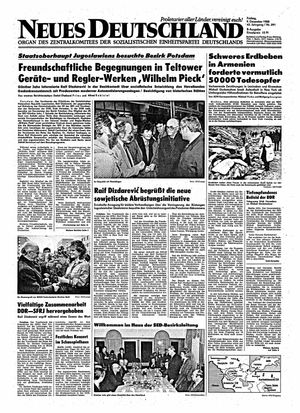 Neues Deutschland Online-Archiv vom 09.12.1988