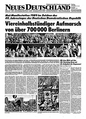 Neues Deutschland Online-Archiv vom 02.05.1989