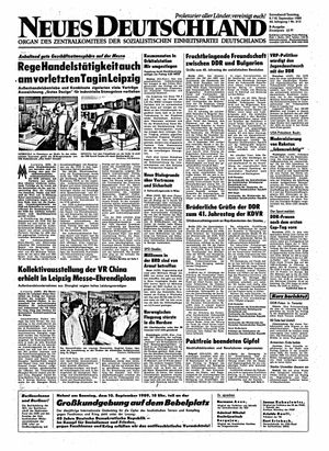Neues Deutschland Online-Archiv vom 09.09.1989