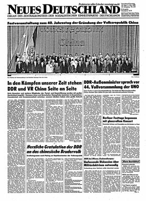 Neues Deutschland Online-Archiv vom 30.09.1989