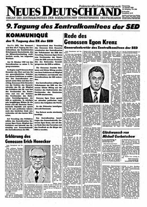 Neues Deutschland Online-Archiv vom 19.10.1989