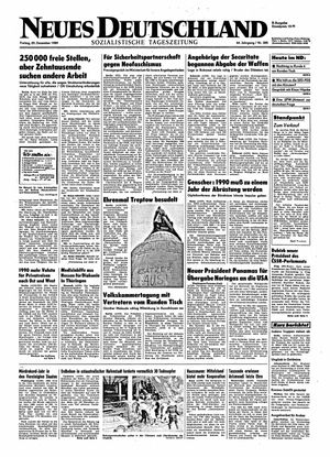 Neues Deutschland Online-Archiv vom 29.12.1989