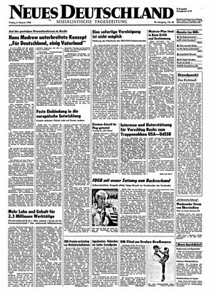 Neues Deutschland Online-Archiv vom 02.02.1990