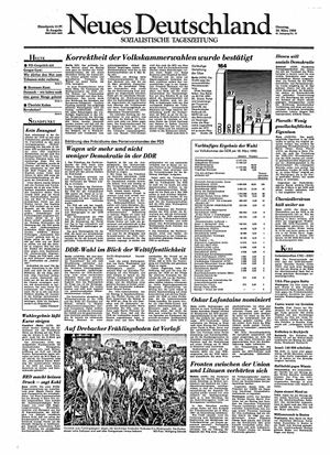 Neues Deutschland Online-Archiv vom 20.03.1990