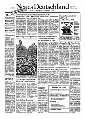Neues Deutschland Online-Archiv vom 27.09.1990