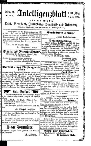 Intelligenzblatt für die Städte Oels, Bernstadt, Juliusburg, Hundsfeld und Festenberg vom 03.01.1856