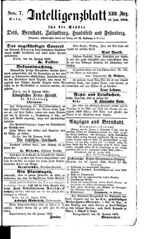 Intelligenzblatt für die Städte Oels, Bernstadt, Juliusburg, Hundsfeld und Festenberg vom 15.01.1856