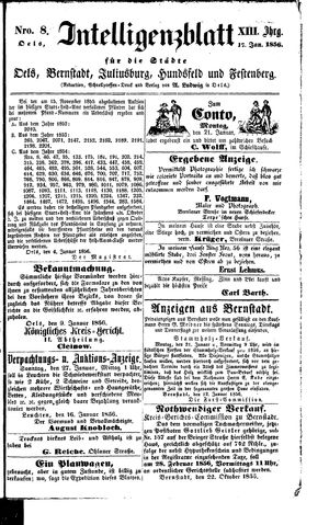 Intelligenzblatt für die Städte Oels, Bernstadt, Juliusburg, Hundsfeld und Festenberg vom 17.01.1856