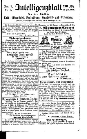 Intelligenzblatt für die Städte Oels, Bernstadt, Juliusburg, Hundsfeld und Festenberg vom 19.01.1856