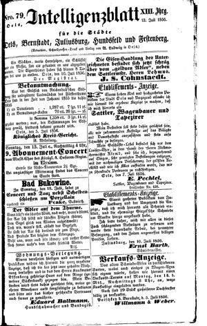 Intelligenzblatt für die Städte Oels, Bernstadt, Juliusburg, Hundsfeld und Festenberg vom 12.07.1856